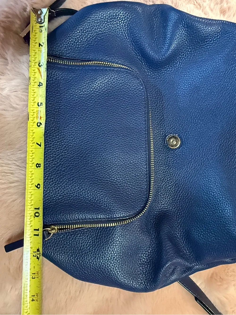 Kate Spade Kristi Medium Flap Backpack Navy Blue Leather Bag Purse